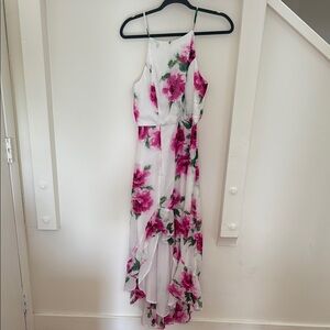 Crystal Doll Pink Floral High Low Dress